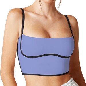Women's Blue Crop Top with Black Trim